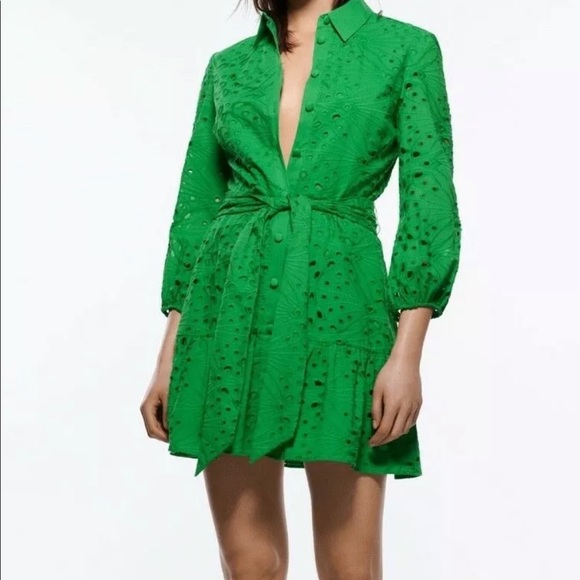 Zara Dresses Zara Summer Dress With Cutwork Embroidery Medium Nwt